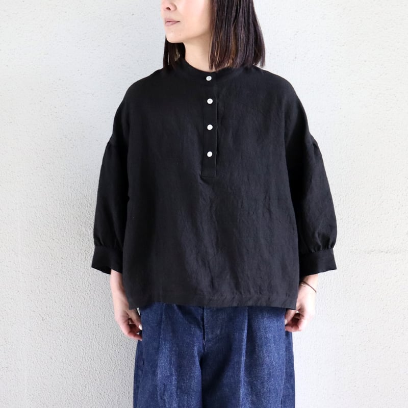 またまたまた再入荷** LinenYa リネンヤ リネンスタンドカラーブラウス