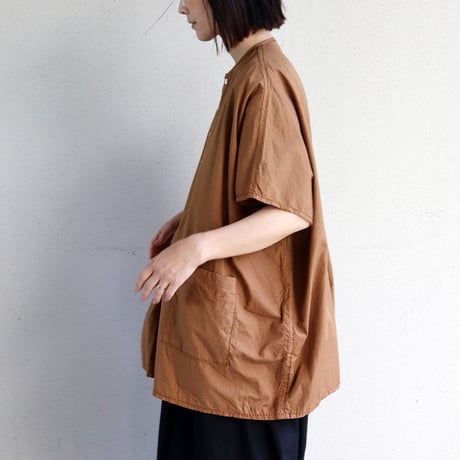 homspun ホームスパン　コットンミニチェックBIGブラウス　#オレンジ