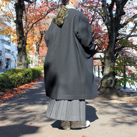 **再入荷** atelier naruse アトリエナルセ　melton wool cocoon coat　メルトンウールコクーンコート　#ブラック　【送料無料】