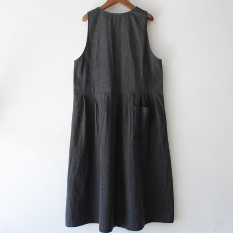 **再入荷** LinenYa リネンヤ　コットンタックジャンパースカート　#ブラック 【送料無料】