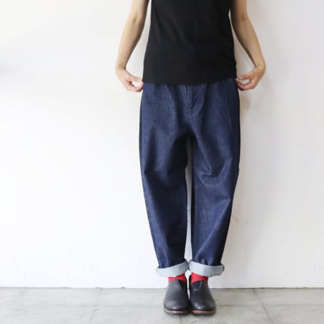 **再入荷** atelier naruse アトリエナルセ cotton denim balloon pants コットンデニムウエストゴムバルーンパンツ #インディゴ　【送料無料】