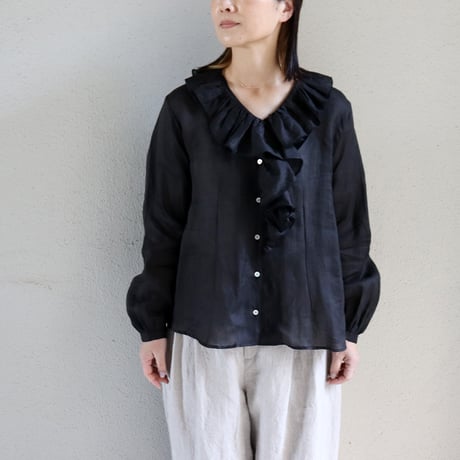 SUSURI ススリ　スネイルブラウス　#off white , black  【送料無料】