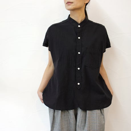 ARTE POVERA アルテポーヴェラ　インドセルビッチスタンドフレンチシャツ　#ホワイト、スミクロ
