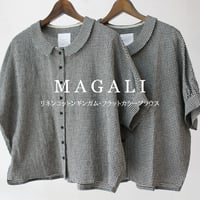 MAGALI マガリ リネンコットンギンガム・フラットカラーブラウス