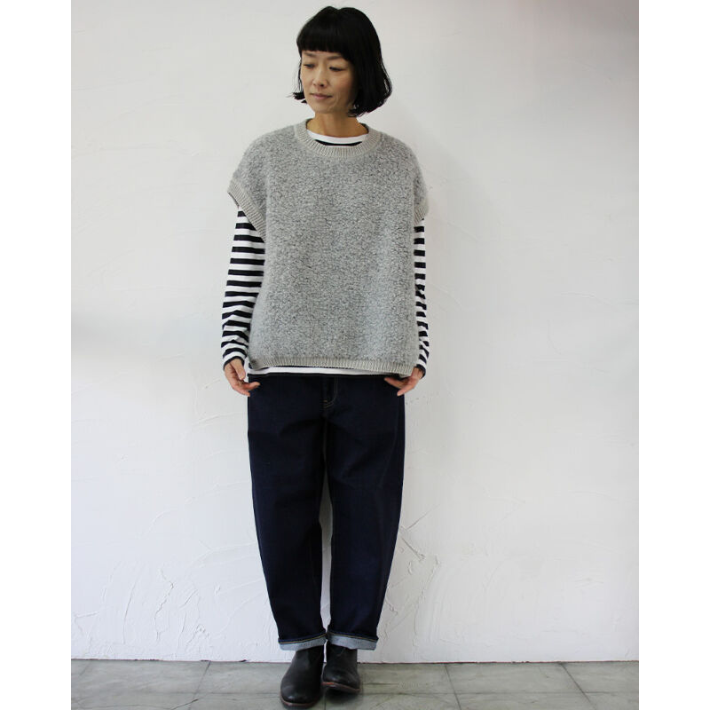 homspun ホームスパン アルパカループクルーネックベスト #ベージュ