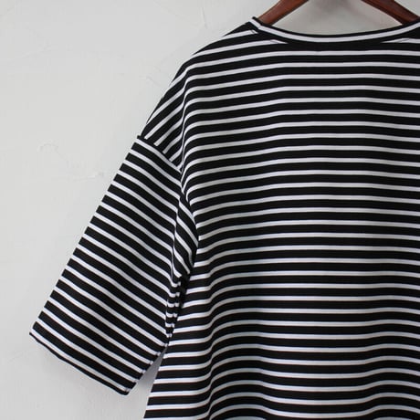TRAVAIL MANUEL トラバイユマニュアル　ハイゲージボーダーハーフスリーブルークTシャツ