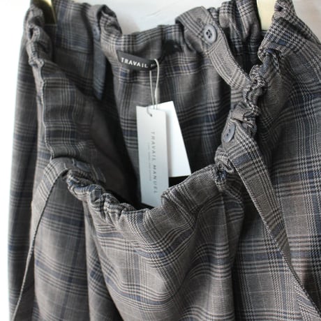 TRAVAIL MANUEL トラバイユマニュアル　ダークチェックサスペンダーラップパンツ　#グレー