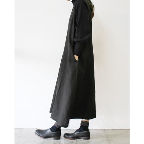 **またまたまた再入荷** LinenYa リネンヤ　リネンジャンパースカート　#ネイビー、ブラック　【送料無料】