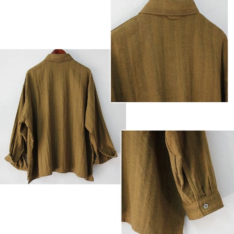 ARTE POVERA アルテポーヴェラ　コットンリネンへリンボン裏毛ボックスシャツ　#キャラメル、ブラウン 【送料無料】