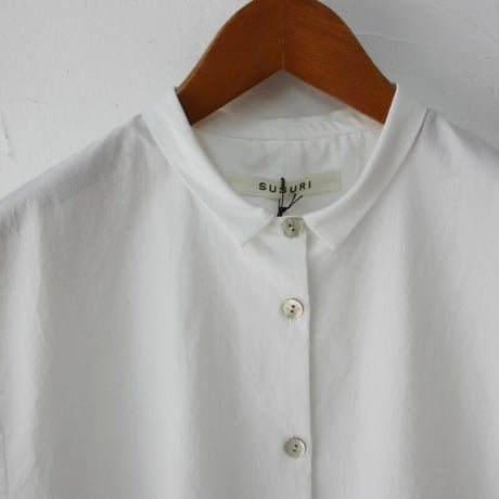 SUSURI ススリ　ヘムレンシャツ　#greenish black , off white
