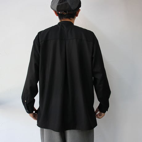 amne アンヌ　GABARDINE covered shirts ギャバジンカバードシャツ　#ブラック　【送料無料】