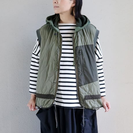 ARTE POVERA アルテポーヴェラ　チェコキルトRE-ARMEE MIXフードベスト　#オリーブMIX　【送料無料】