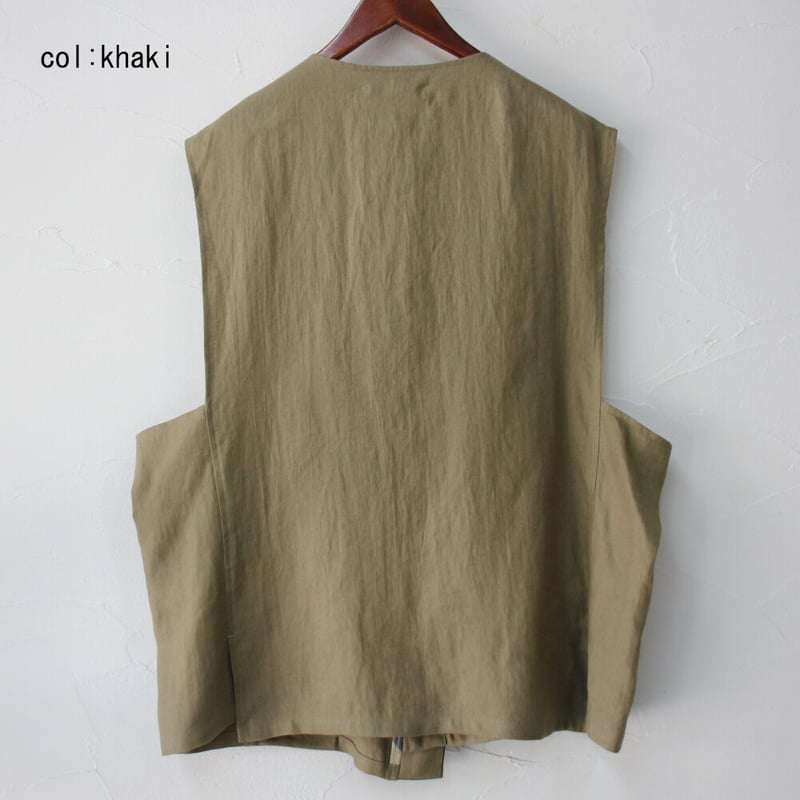 susuri ディグベスト 定価36300円 サイズ4 リネン ライトグリーン SUSURI ススリ ディグベスト #navy , khaki , celadon 【送料無