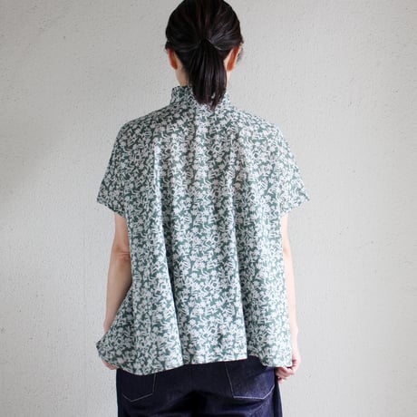 soil ソイル　80s VOILE TWO TONE FLOWER PRINT FRILL COLLAR FRENCH/SL SHIRT 【送料無料】