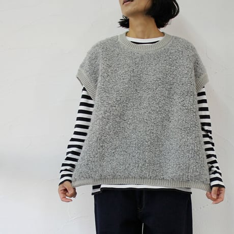 homspun ホームスパン　アルパカループクルーネックベスト　#ベージュ、グレー　【送料無料】