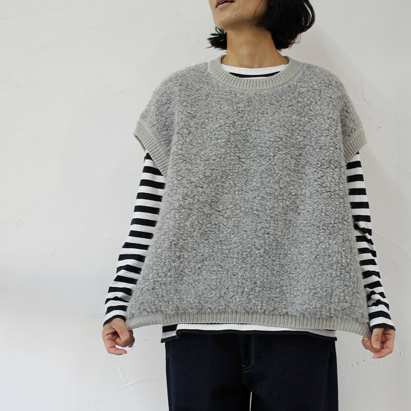 homspun ホームスパン　アルパカループクルーネックベスト homspun ホームスパン アルパカループクルーネックベスト #ベージュ