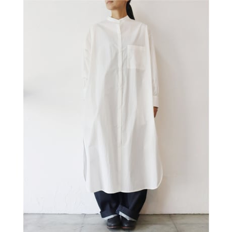 **またまた再入荷** atelier naruse アトリエナルセ　コットンタイプライターロングシャツ　#ホワイト　【送料無料】