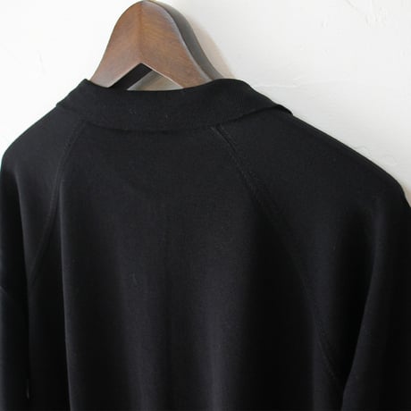 homspun ホームスパン　ソフトコンパクトヤーン襟付カーディガン　#アイアンブルー、ブラック