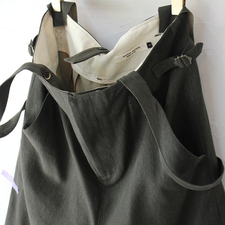 **size2のみSALE**atelier naruse アトリエナルセ　カツラギコットンリネンサスペンダーパンツ　#オリーブ、ネイビー