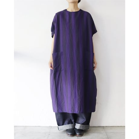 **またまた再入荷** homspun ホームスパン　コットンリネン太ストライプBIGワンピース