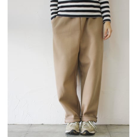ARTE POVERA アルテポーヴェラ　刺し子風コットン天竺ワイドパンツ　#スミクロ、ベージュ