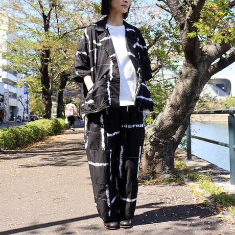 ARTE POVERA アルテポーヴェラ　スーピマローンしぼり染めシャツジャケット　#ブラックMIX