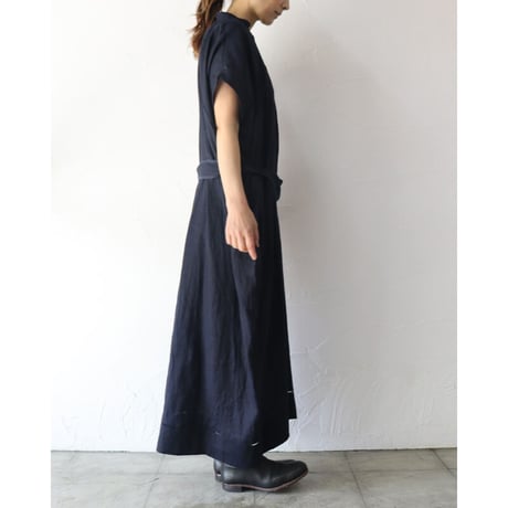 ASEEDONCLOUD アシードンクラウド　Antique linen Jiyusou smock dress #インディゴ　【送料無料】