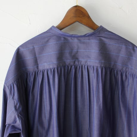 **またまたまた再入荷** LinenYa リネンヤ　ギザコットンバンドカラーシャツ　#ネイビー