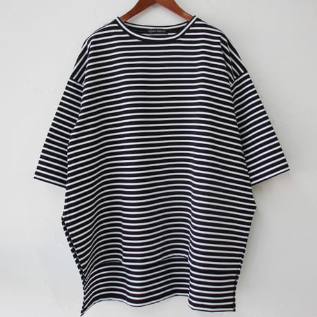 TRAVAIL MANUEL トラバイユマニュアル　ハイゲージボーダーハーフスリーブルークTシャツ