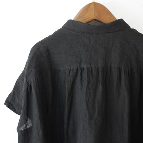 **またまたまた再入荷** LinenYa リネンヤ　リネン丸襟ブラウス　#ブラック、ホワイト