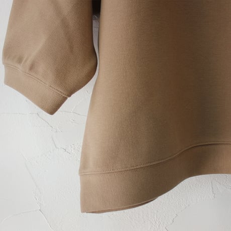 ARTE POVERA アルテポーヴェラ　刺し子風コットン天竺8分袖トレーナー　#スミクロ、ベージュ