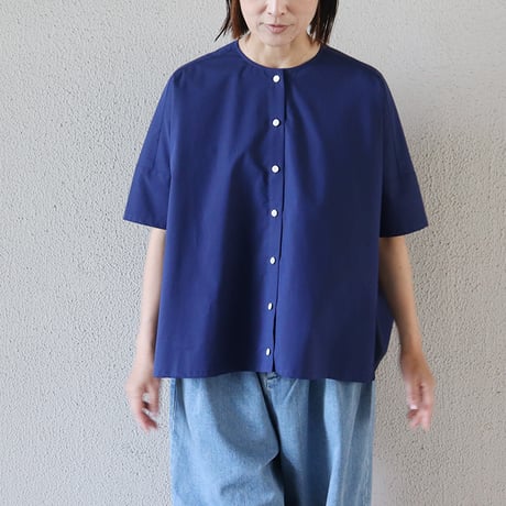 **再入荷** LinenYa リネンヤ　コットンバックギャザーブラウス　#ネイビー、シャンブレー、ホワイト