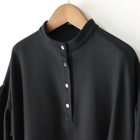 **再入荷** Linenya リネンヤ　ウール長袖スタンドカラーワンピース　#ブラック、グレー