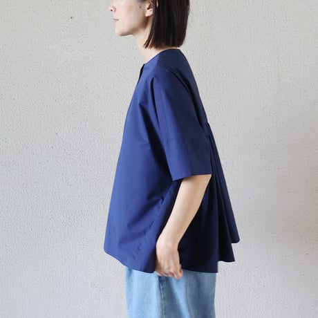**再入荷** LinenYa リネンヤ　コットンバックギャザーブラウス　#ネイビー、シャンブレー、ホワイト