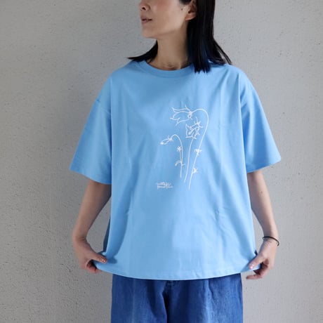 amne アンヌ　" Blåklocka " half sleeve tee　#ホワイト、ブラック、サックス