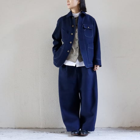 ASEEDONCLOUD アシードンクラウド Melton denim HandWerker wide trousers メルトンデニムワイドトラウザー #ブルー