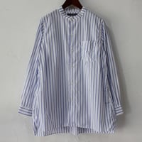 Tigre Brocante ティグルブロカンテ グログランストライプスタンドカラーオーバーシャツ　#ブルーストライプ 【送料無料】