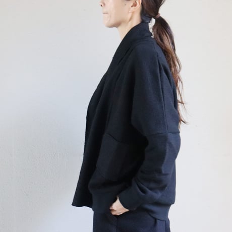 MAGALI マガリ　コットンウールニット・ショールカーディガン　#ブラック、杢グレー、杢ベージュ