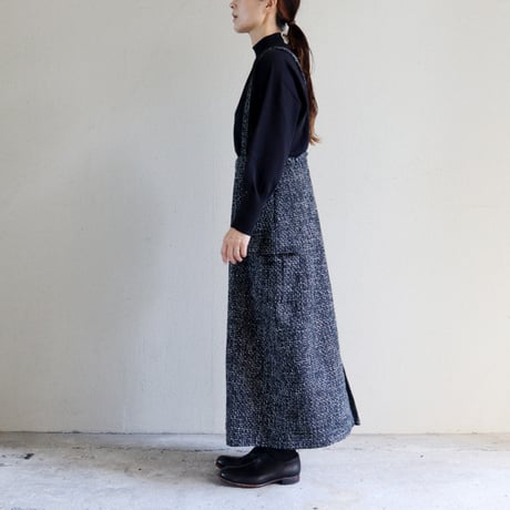 **再入荷** KHA:KI カーキ　TWEED CARGO SKIRT ツイードカーゴスカート　#ブラック　【送料無料】