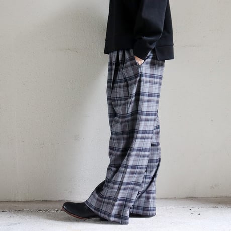 TRAVAIL MANUEL トラバイユマニュアル　トロチェック2タックワイドパンツ　#グレー、ネイビー