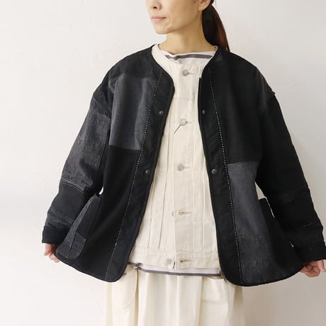 FUNSET OF ART ファンセットオブアート　ブラックパッチワークライナーブルゾン　#ブラック　【送料無料】