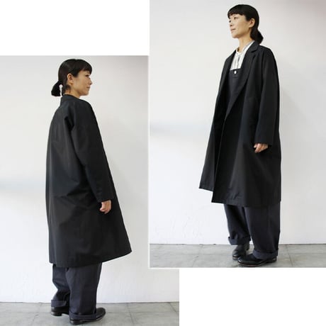 **2021s/s新作アイテム**　TRAVAIL MANUEL トラバイユマニュアル　コットンナイロンツイルオーバーコート　#ブラック、カーキ【送料無料】