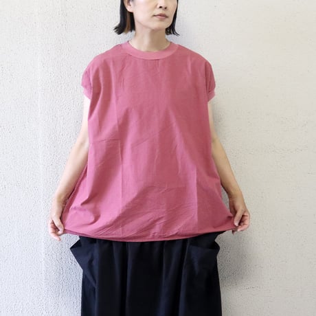 **限定生産分再入荷** homspun ホームスパン　コンパクトウェザーノースリーブブラウス　#ホワイト、ネイビー、ダークピンク、パウダーブルー
