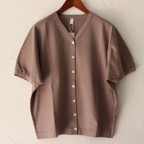 homspun ホームスパン　60/2天竺Vネックカーデ　#ネイビー、ブラック、モカ、ブルー