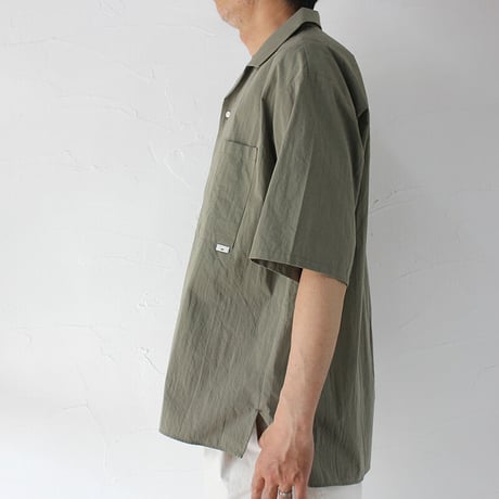 amne アンヌ　シャンブレーオープンカラーシャツ　CHAMBRAY H_s shirts　#ブラック、オリーブ