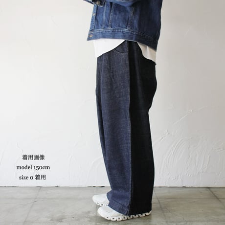 **再入荷** atelier naruse アトリエナルセ　コットンデニムタックパンツ　cotton denim tuck pants　#インディゴ