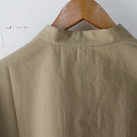 **またまたまた再入荷**Linenya リネンヤ　コットンヘンリーネックブラウス　#アイボリー、ベージュ、ネイビー、ブラック　【送料無料】