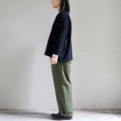 homspun ホームスパン　リップストップウエストギャザーパンツ　#オリーブ、ブラック