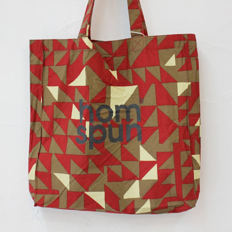 homspun ホームスパン ロゴプリントBAG #ピンクxサックス、レッドx
