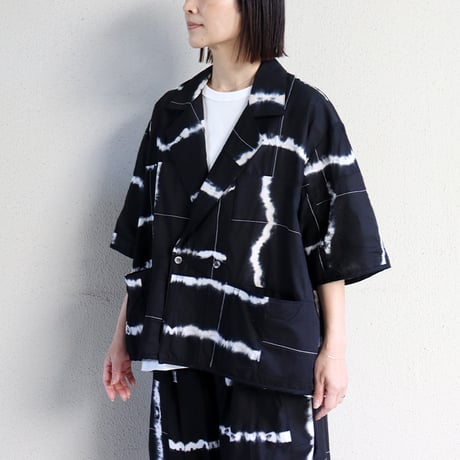 ARTE POVERA アルテポーヴェラ　スーピマローンしぼり染めシャツジャケット　#ブラックMIX